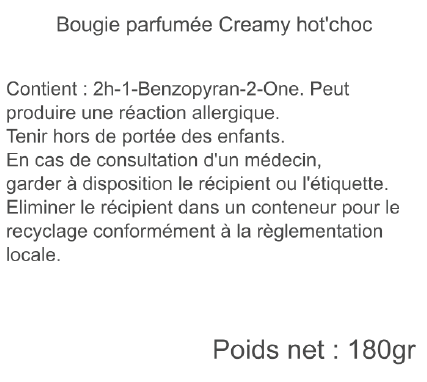 bougie creamy hot'choc subliscent 180gr